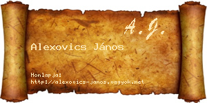 Alexovics János névjegykártya