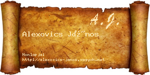 Alexovics János névjegykártya